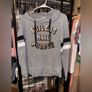 PINK Victoria's Secret Gray Hoodie with Gold Lettering